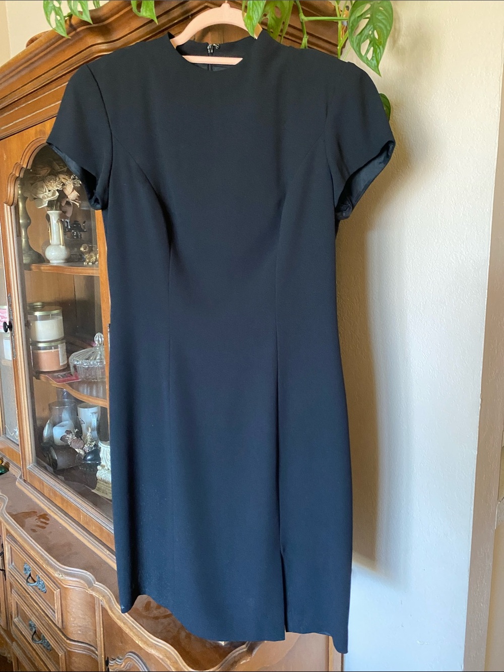 Classic Black Short-Sleeve Sheath Dress
